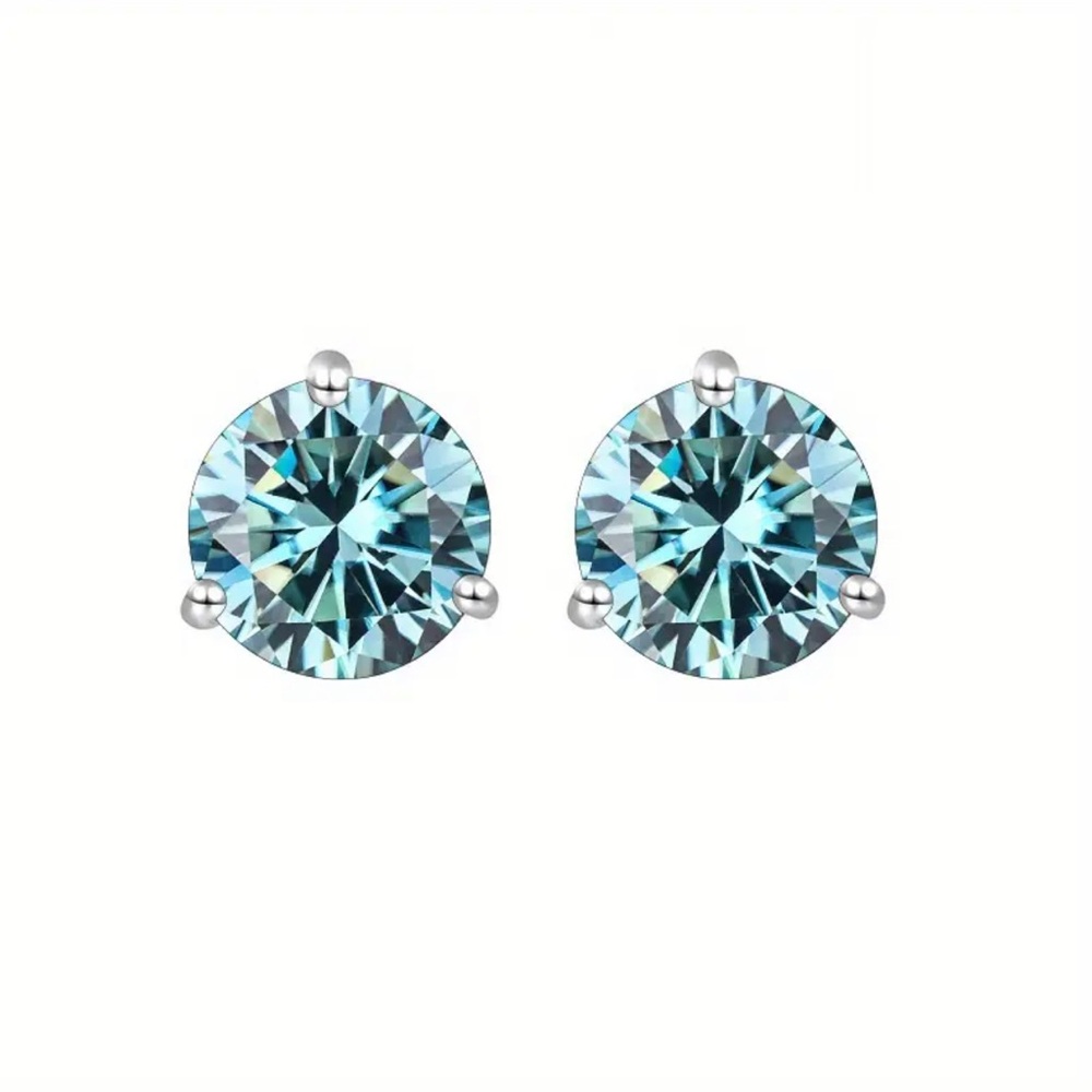 Certified 2tcw Light Blue Moissanite Studs